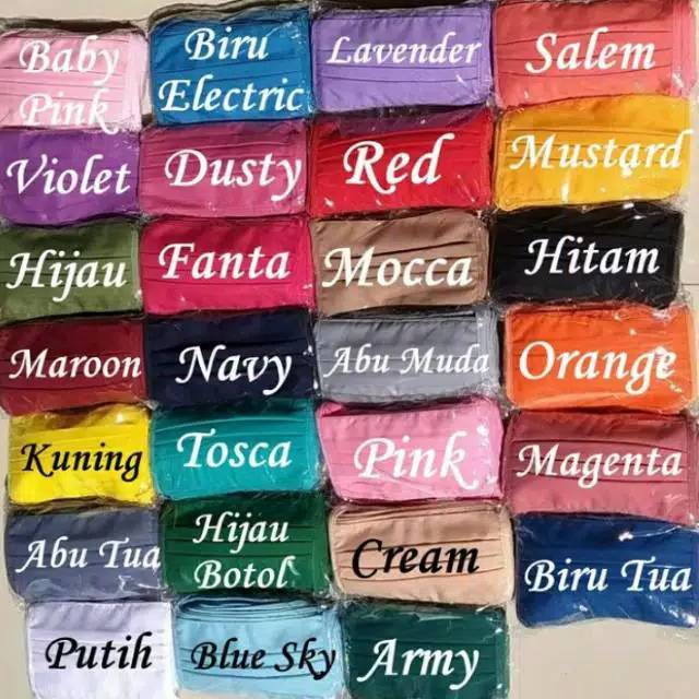 Masker kain polos warna model hijab tali panjang