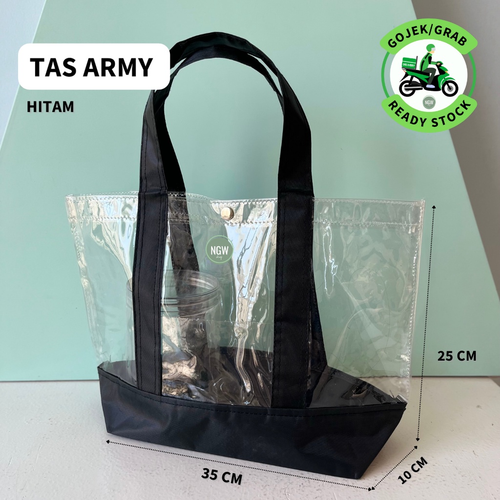 Tas ARMY hitam PVC hampers 35 x 25 x 10 souvenir event ultah birthday