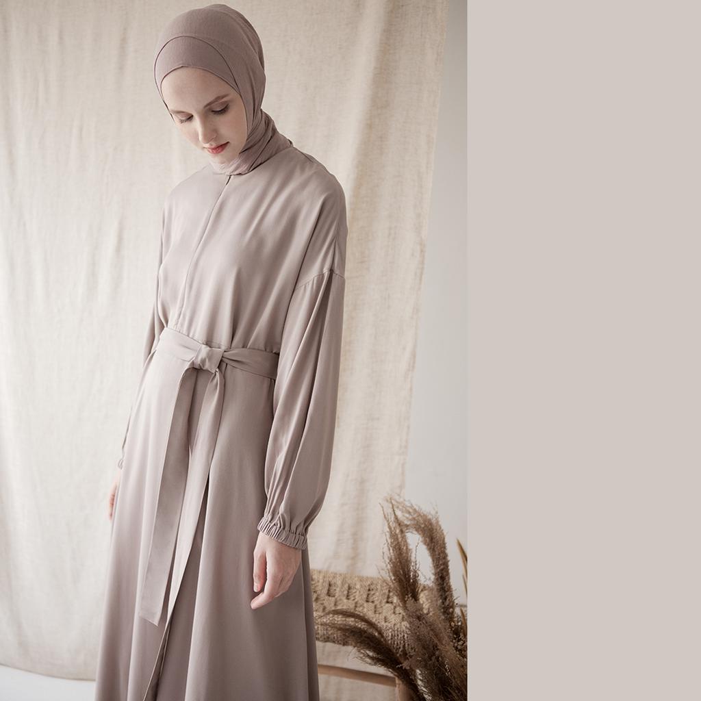 Fara by Aska Label - Gamis wanita dress Muslim rayon busui friendly wudhu friendly warna beige, coksu, black