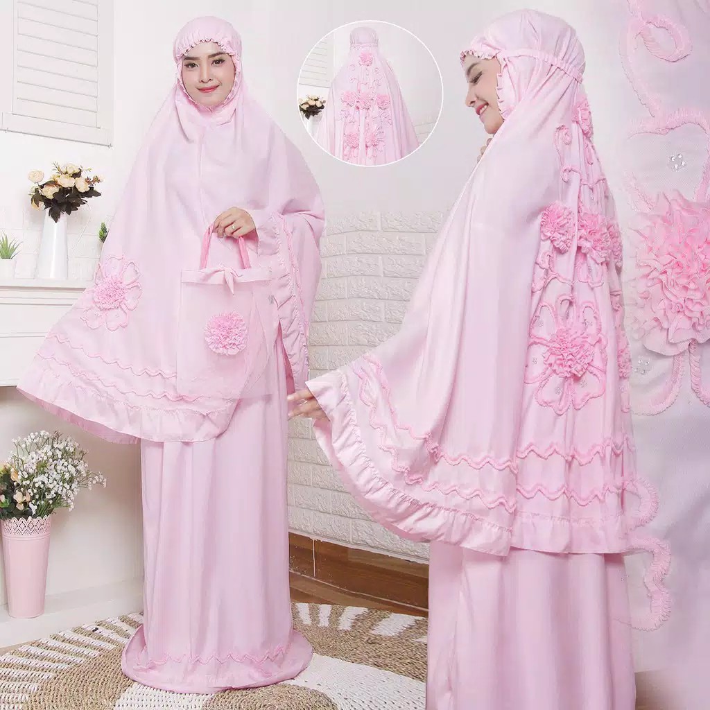 Mukena Wanita Mugenah Terbaru 2026 Trendy Perempuan Premium Bahan Adem Telekung Traveling Cewek Dewa