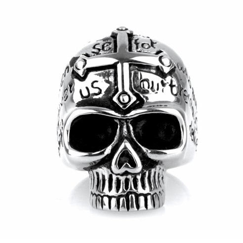 SEUSUK  Cincin Motif Tengkorak Gaya Gothic Punk Warna Hitam / Gold untuk Pria