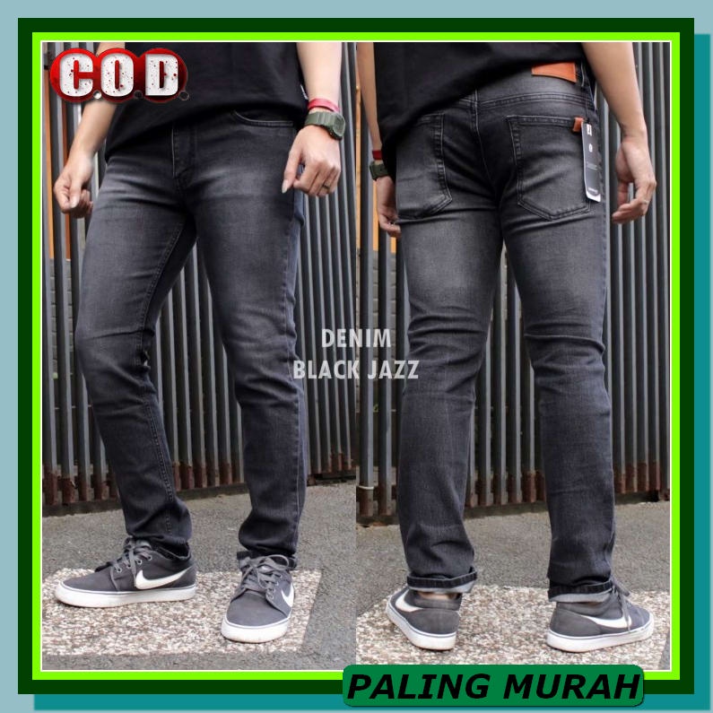 Celana Jeans Panjang Pria Remaja Levis Dewasa Slimfit Warna Hitam FG102 Celana Jeans Panjang Pria