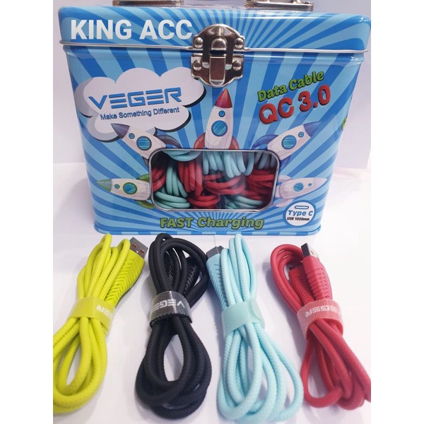 VEGER V-110 KABEL DATA TYPE C FAST CHARGING 3.0 - SATUAN ECER - 100CM