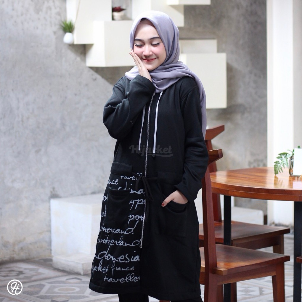 Jaket Panjang Hoodie Wanita Cewek  Muslimah Jacket  Fleece 