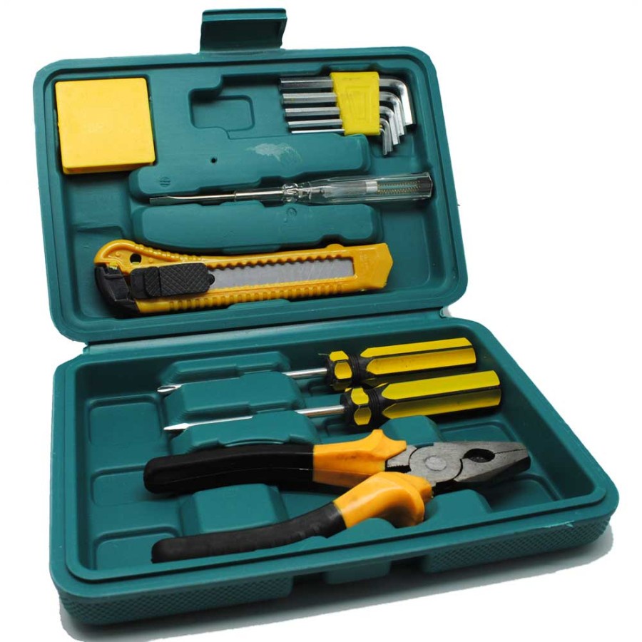 Set Perlengkapan Reparasi Serbaguna Obeng Cutter Kunci L Tang 12in1 Tool Kit Set 12 in 1 Multifungsi Professional Portable Hardware Tools Hex Screwdriver Tape Blow Moulding Box