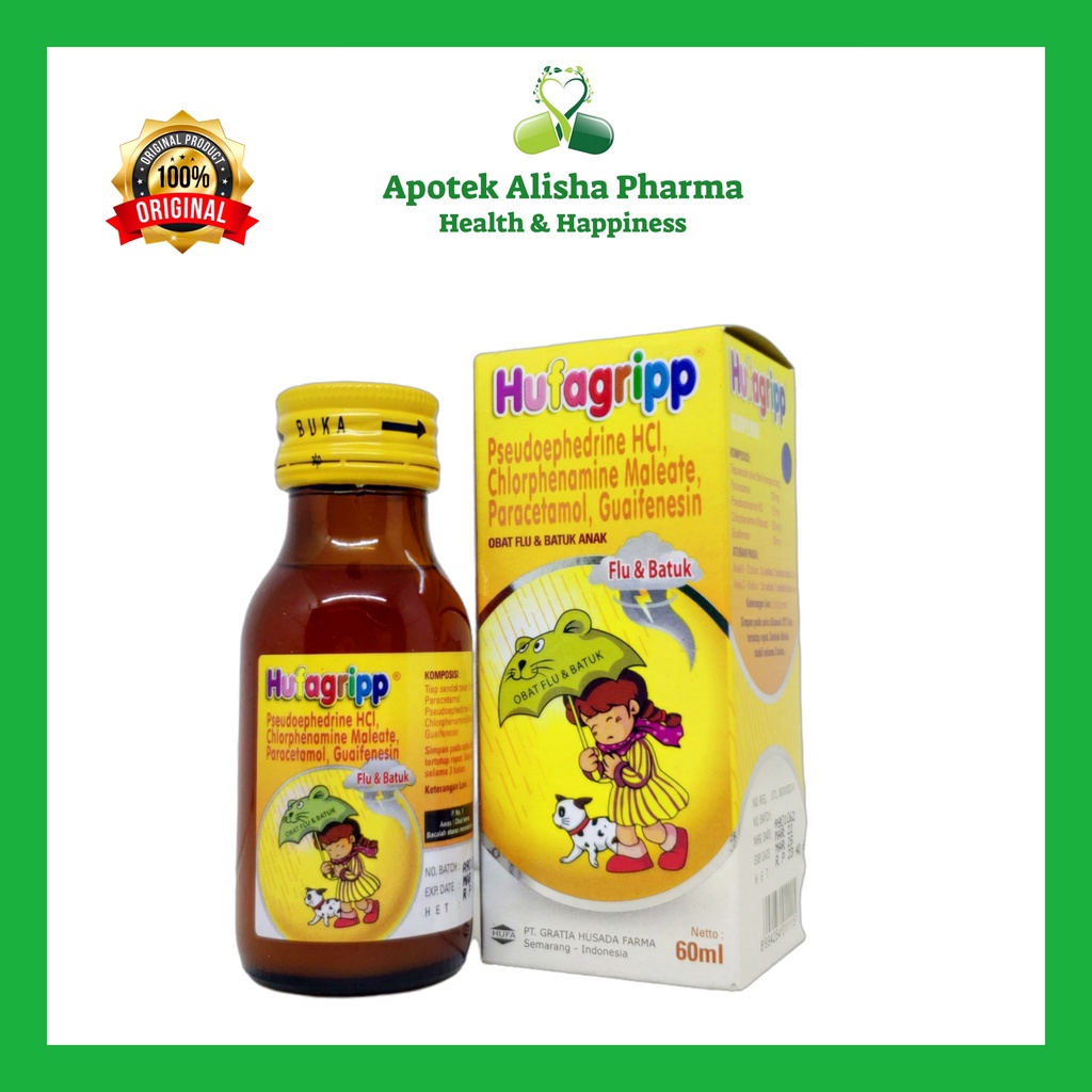 HUFAGRIPP TMP (MERAH) HUFAGRIPP BATUK PILEK (HIJAU) HUFAGRIPP FLU (KUNING) HUFAGRIPP PILEK (BIRU) SYRUP 60ml HUFAGRIP TABLET - Hufagrip Sirup Obat Penurun Demam / Panas Pilek Flu dan Batuk Anak Parasetamol Ibuprofen