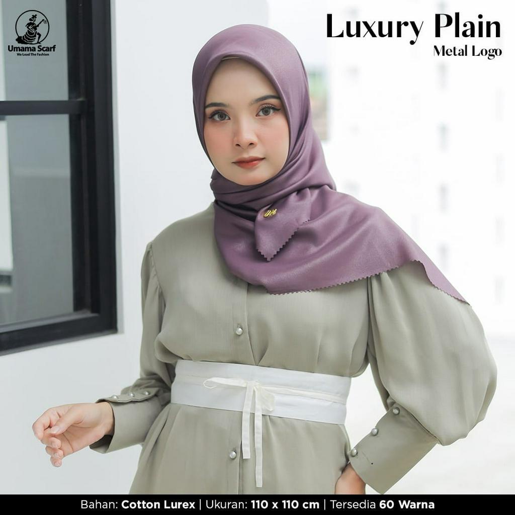 Jilbab Segiempat LUXURY PLAIN LC METALOGO Glamour Part 1 Umama Scarf 110x110cm segiempat  sinar Geliter kerudung lasercut