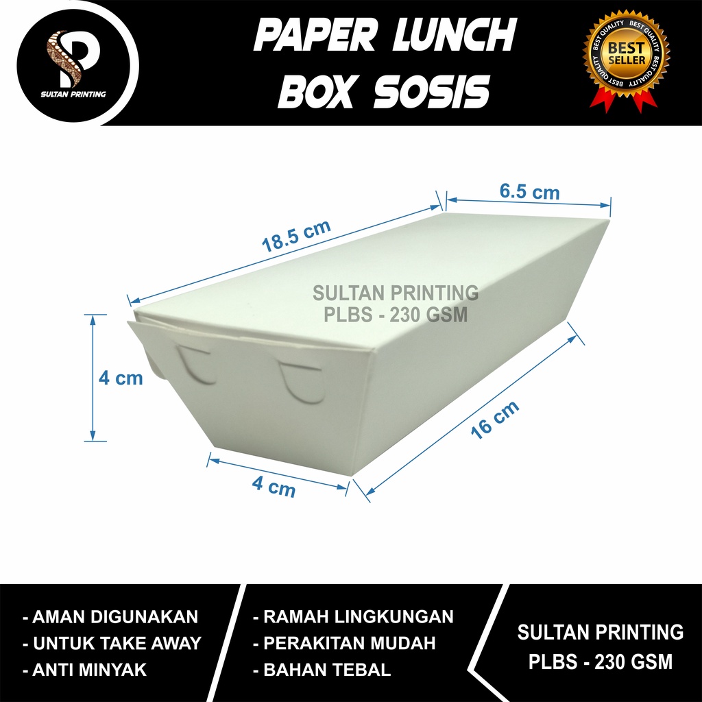 PAPER LUNCH BOX / DUS TEMPAT SOSIS (PUTIH)