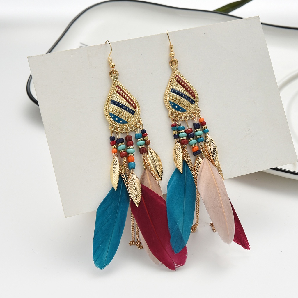 Hu Hu Hu Hu Hu Alat Bantu Pasang Kacamata♡ 1 Pasang Anting Kait Gantung Wanita Desain Bulumanikmanik Warna Warni Gaya Retrobohemian Untuk Pesta