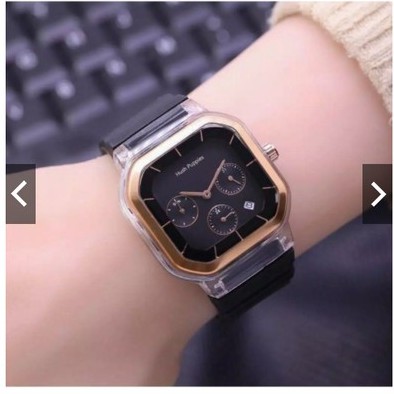 (BW) JAM TANGAN WANITA CASE KOTAK STRAP RUBBER CRONO TIGA OFF HP-35