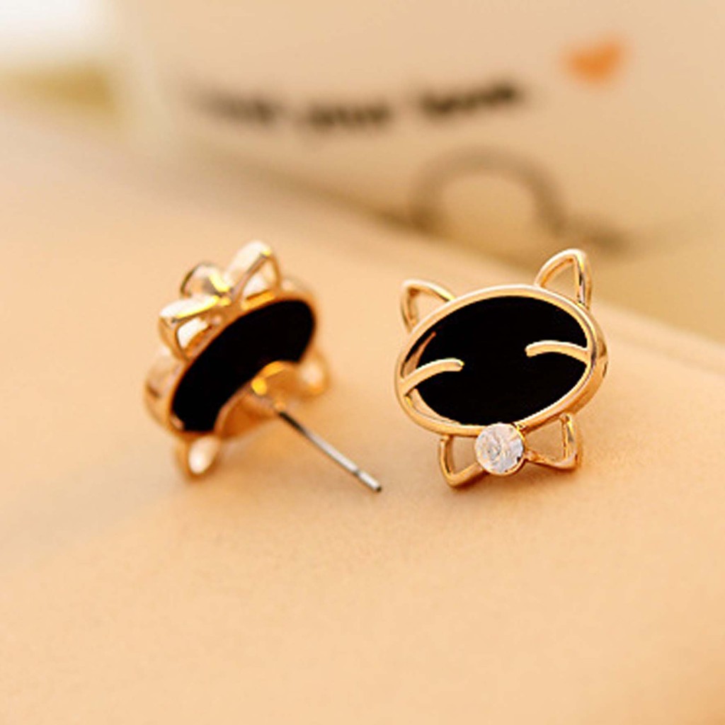 OILA anting emas kucing diamond  earrings cat diamond gold  JAN002 (1H4)