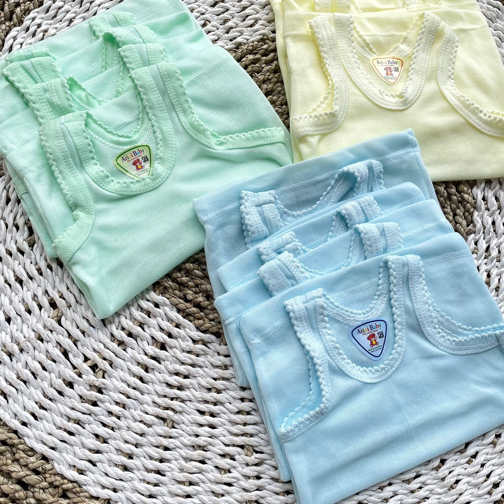 6, 12 Singlet Bayi Warna Baby Newborn S, M, L, XL