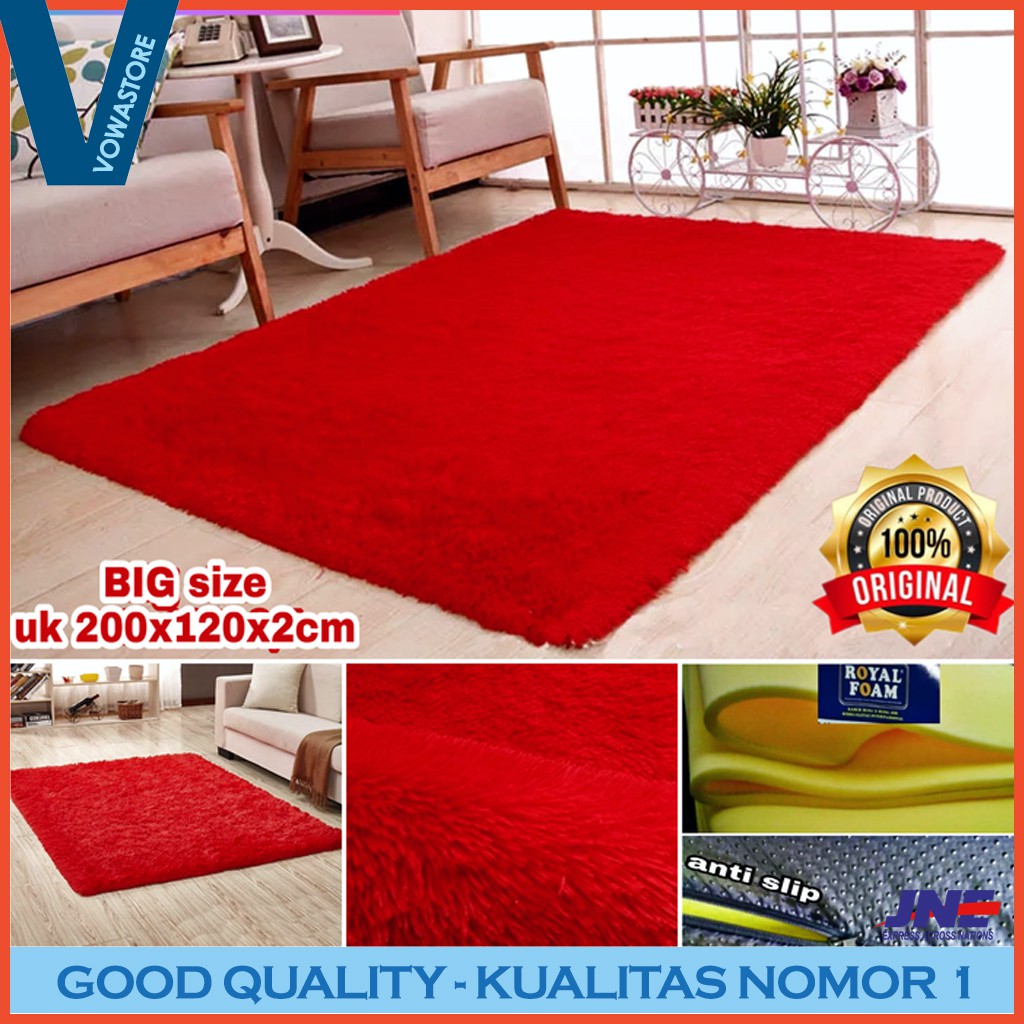 karpet bulu lembut /tikar uk 200x120x2cm - merah X8B9