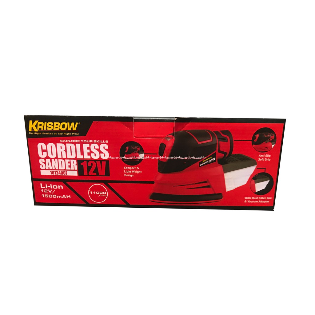 Krisbow Cordless Sander 12 V 11000Min Mesin Menghaluskan Kayu