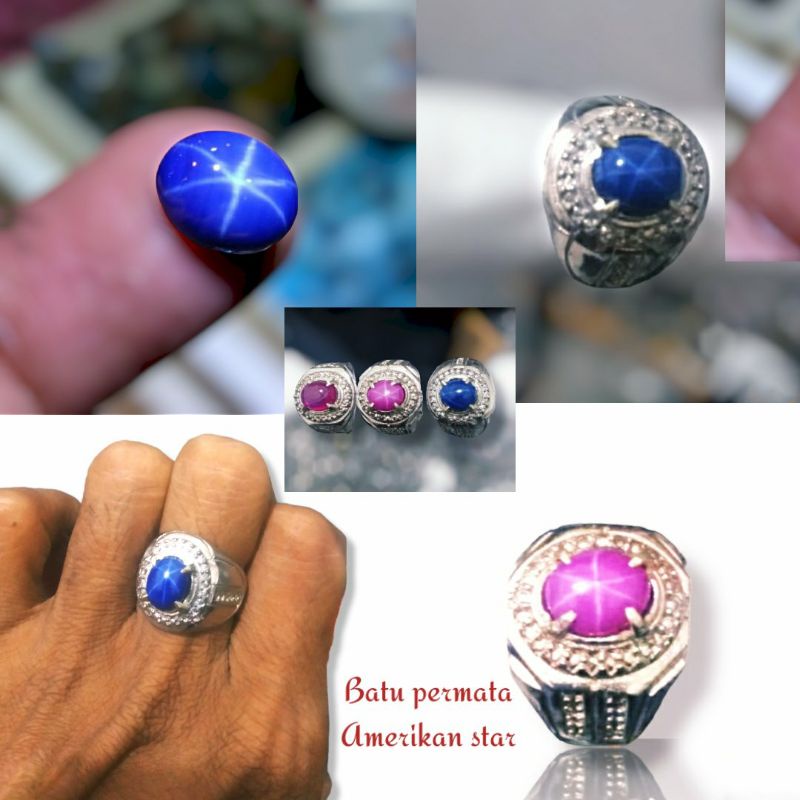 Batu cincin permata ruby Amerikan star pria wanita berkualitas tinggi