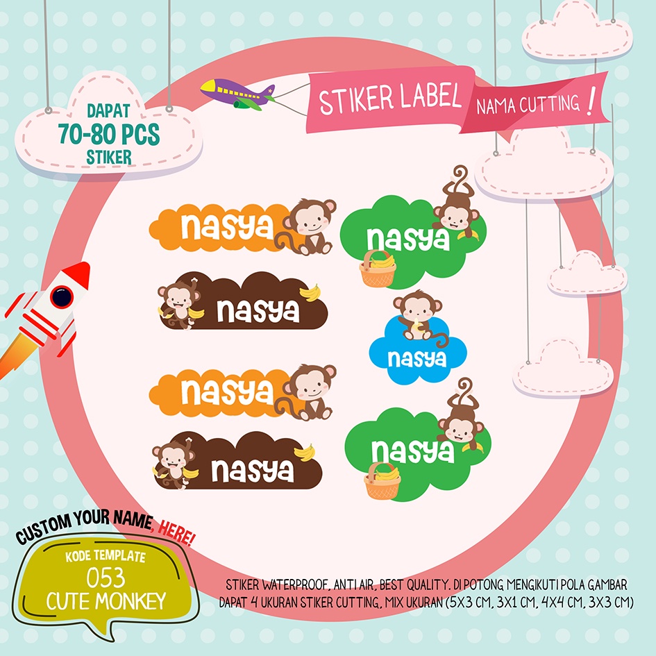 

70-80 PCS STIKER LABEL NAMA WATERPROOF (1hari jadi)
