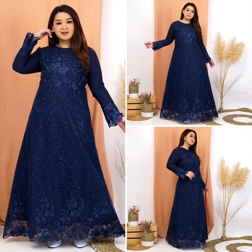 (Ada RealPict) GAUN GAMIS MARWAH TILLE TULLE BORDIR MUTIARA PREMIUM MAXI LEBARAN MUSLIM LONG DRESS