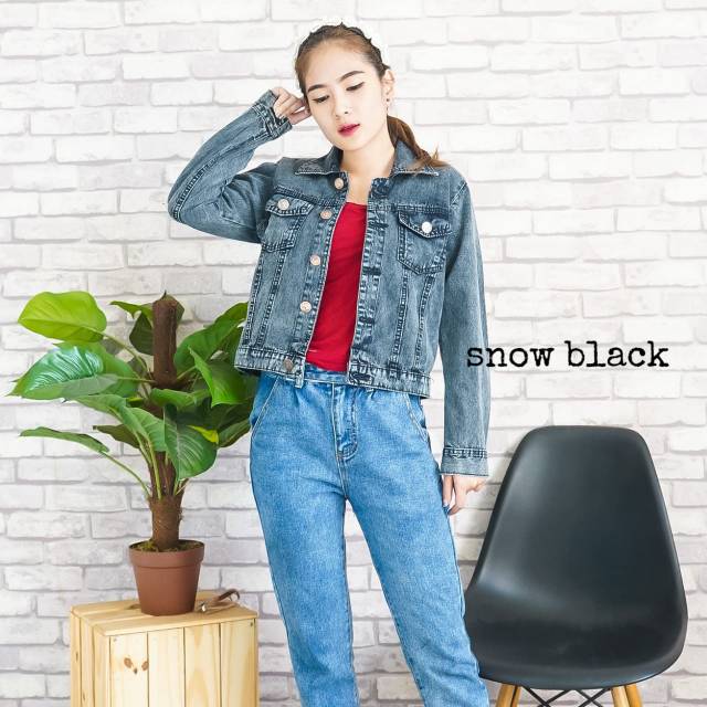 FWR - JAKET JEANS BASIC SNOW ACID &amp; SNOW BLACK