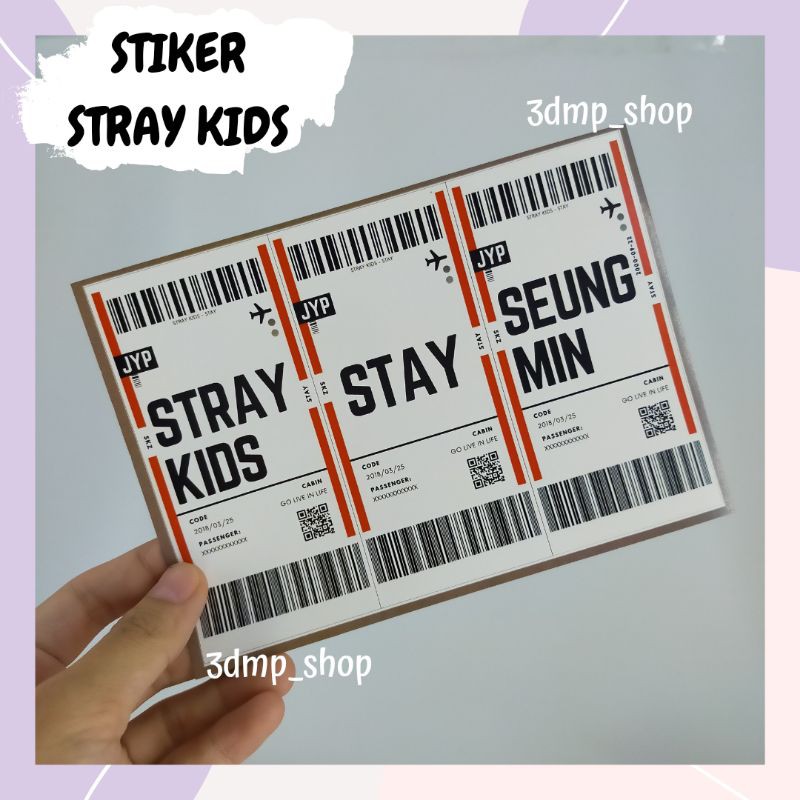 Stiker tiket barcode stray kids han jisung hyunjin felix bangchan changbin seungmin lee know jeongin