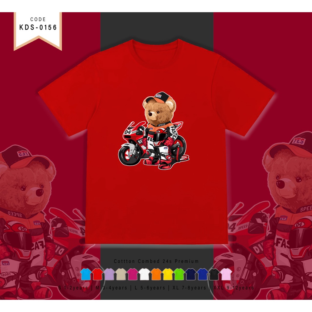 T-SHIRT / KAOS ANAK-ANAK TERMURAH BERGAMBAR BEAR MOTOR - TERIMA CUSTOM KAOS KELUARGA