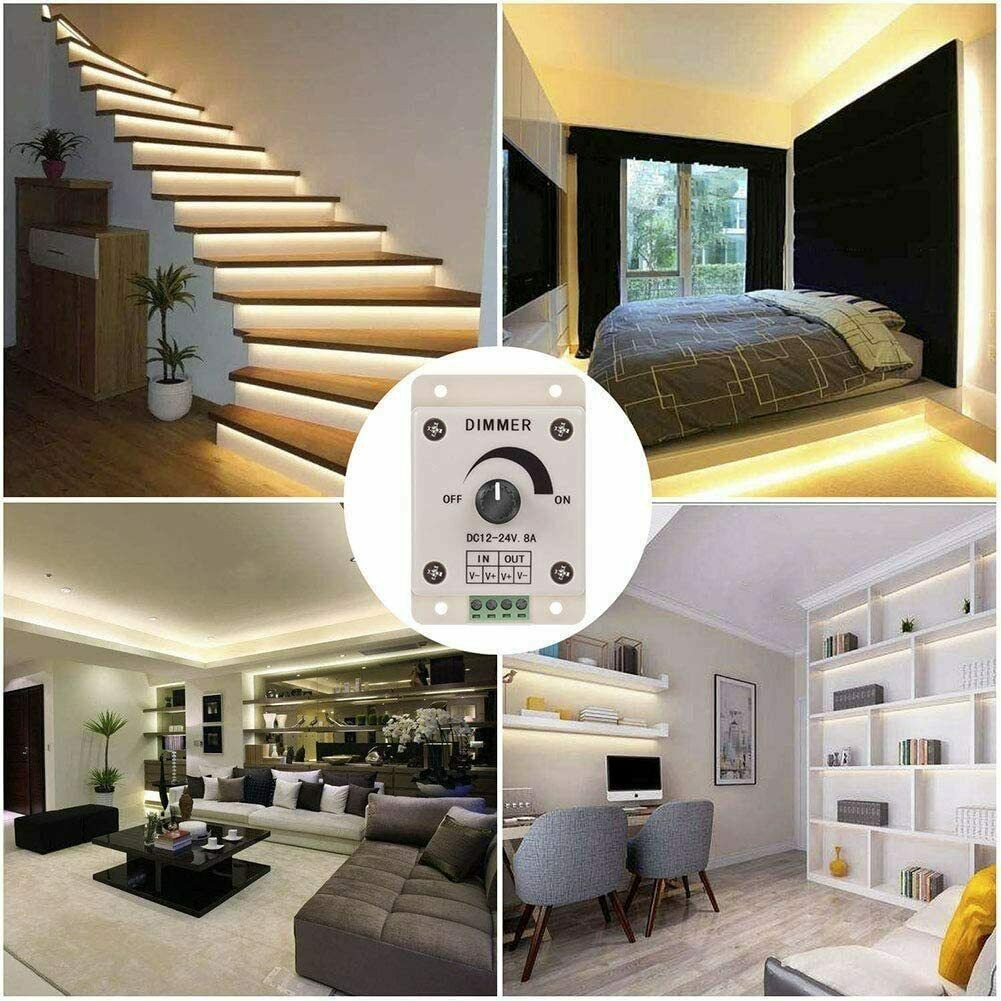 DC Dimmer Switch 12V-24V 8A Mini LED Strip Motor Kipas Dimmer Controller Peredup