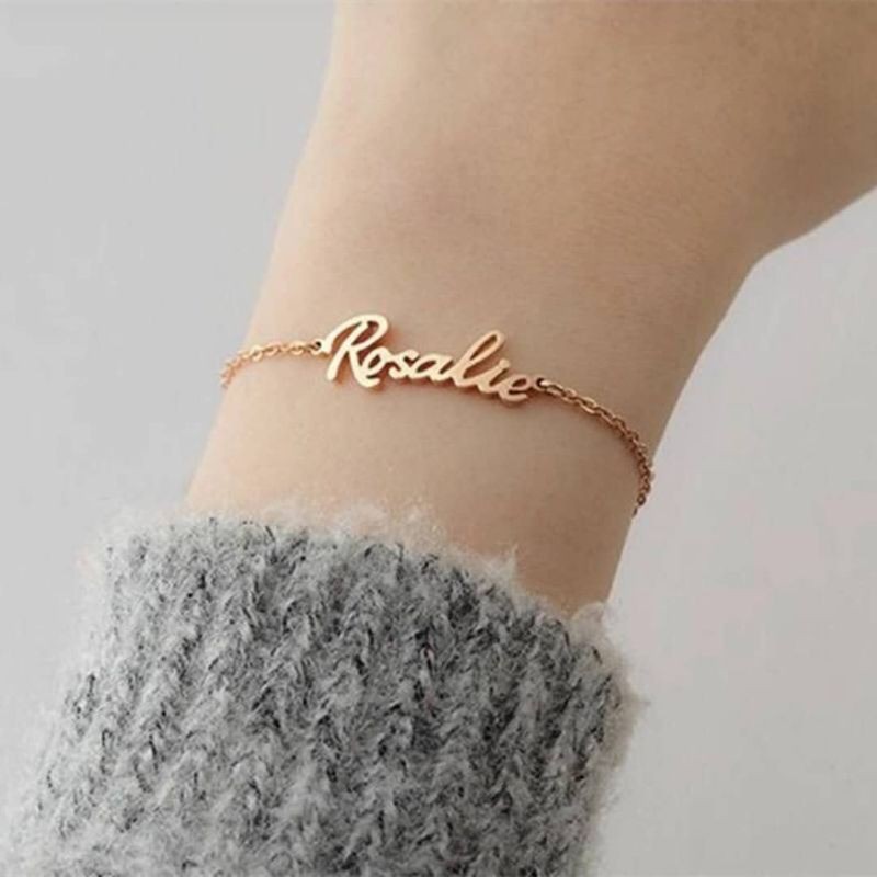 gelang nama titanium anti karat lapis emas aksesoris fashion wanita name necklace