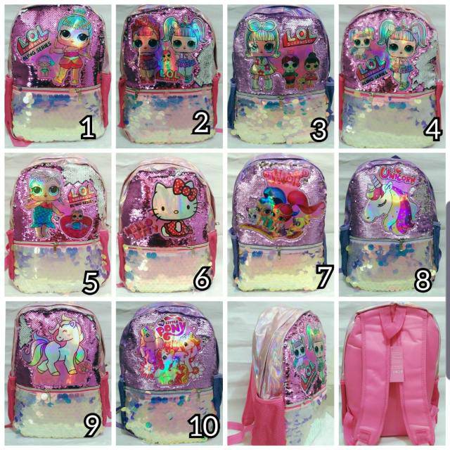 Tas Sekolah SD Hologram Sequin Ukuran Besar