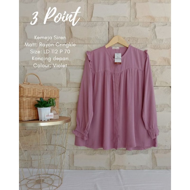 kemeja siren 3 point/kemeja wanita simple/kemeja wanita lengan panjang
