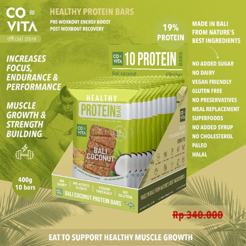 

Covita Healthy Protein Bars Box - Bali Coconut (10pcs)