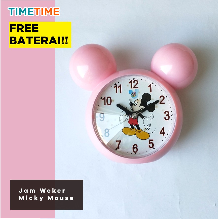 Jam Meja Weker Beker LUCU Karakter Kepala Micky Mouse Free Baterai H27