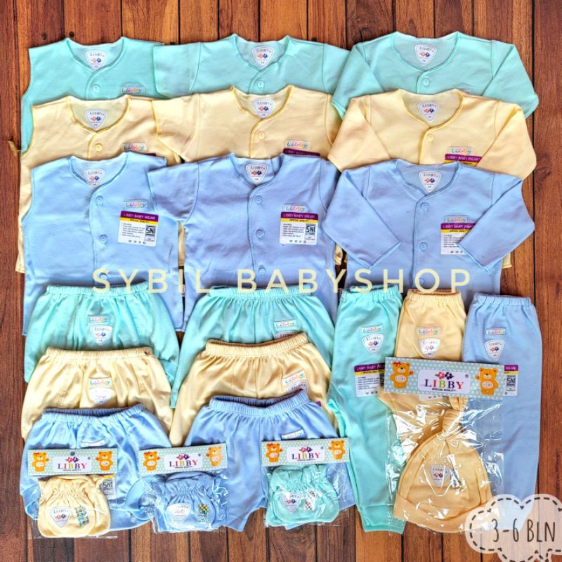 LIBBY Paket Lengkap Baju Bayi Original Newborn LIBBY & Miyo 0-6M Polos Warna (Isi 31 Pcs)-BKH WARNA 3-6 M