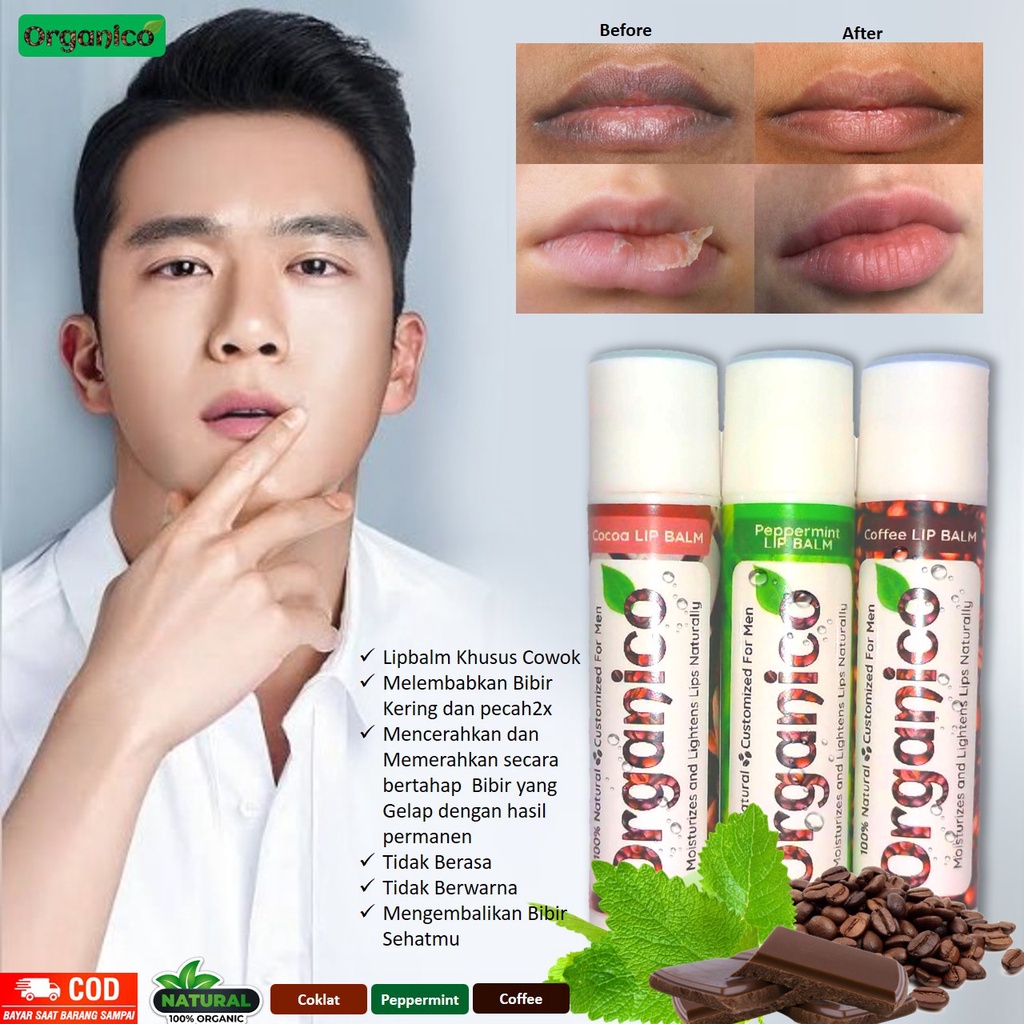 Pemerah Bibir Pria Pelembab Bibir Perokok Lip Balm Organico