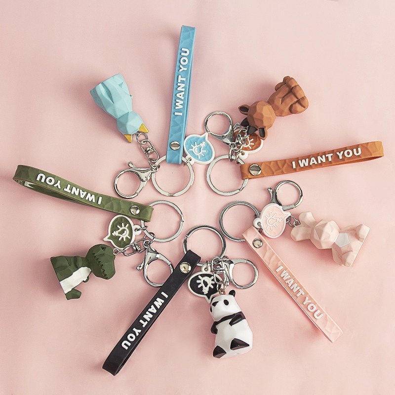 COD❤Gantungan Kunci Bentuk Koala Kartun Keychain Geometric Lucu Animal Motor Keychain Cute Panda Dinosaur Keychain Pendant Metal Key Fashion Baju Mobil Tas Serbaguna GTG02