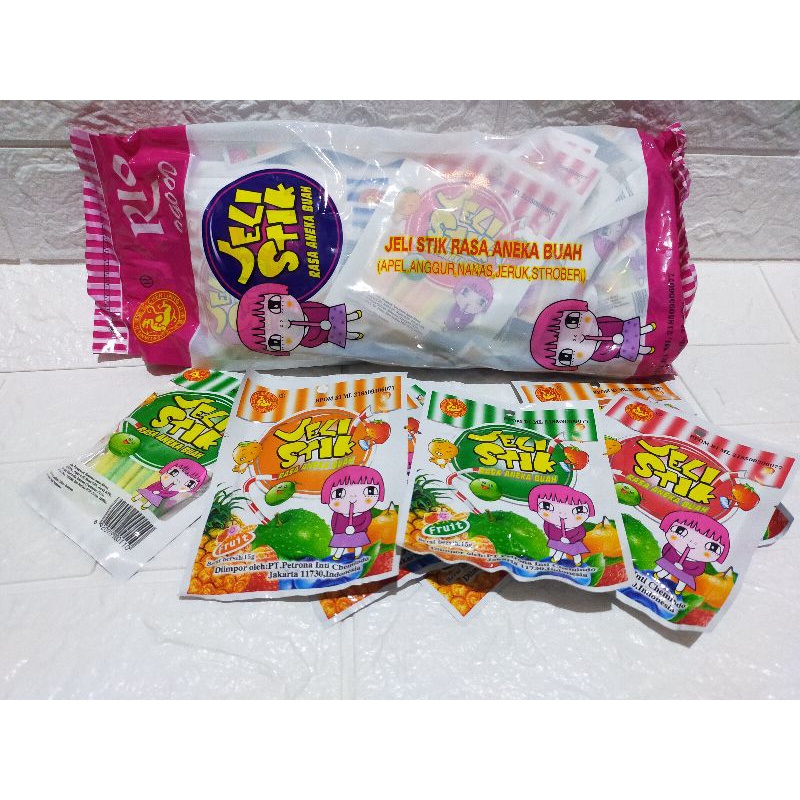 

Jeli Stik Rasa Aneka Buah kemasan sachet kecil isi 10