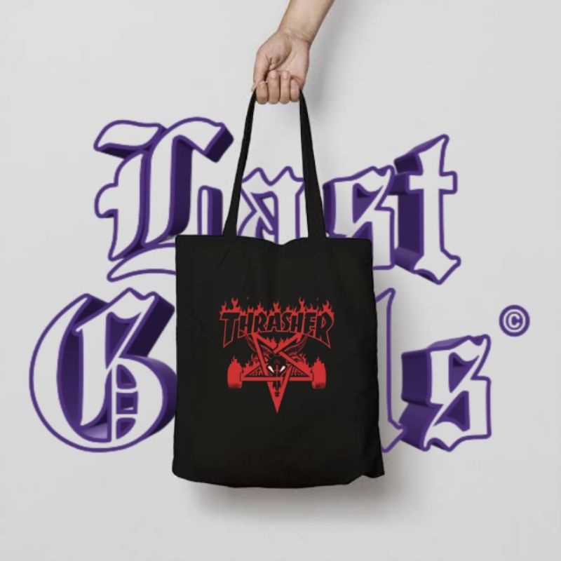 tote bag THRASHER / tote bag resleting / tote bag pria / tote bag wanita / tas tote bag distro / tot