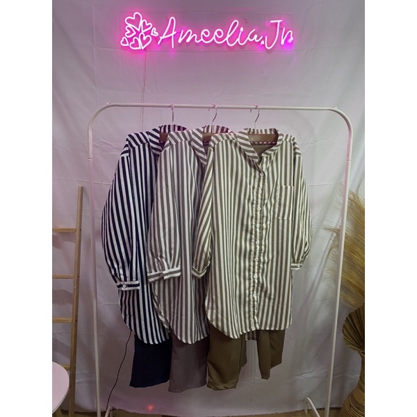 HALWAY ONESET setelan salur bahan crinkle
