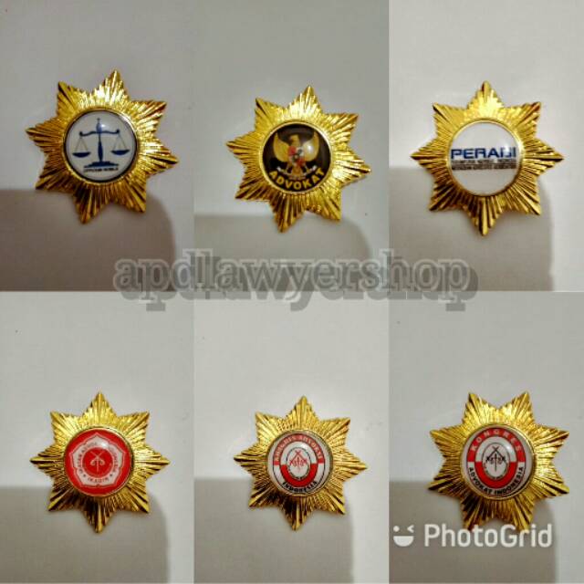Wing/Pin lengkap officium nobile-Advokat-Kai-Peradi-Ikadin full kuningan emas mengkilap 100%ORIGINAL