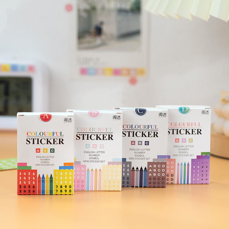 imoda 48 lembar / bungkus Angka Berwarna-warni / Huruf Inggris Stiker Ins Dekorasi kreatif Alat Tulis Untuk Scrapbooking-3