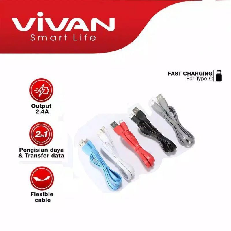 Kabel data Type C Vivan CBC100S 2.4A Fast Charging 1 pcs