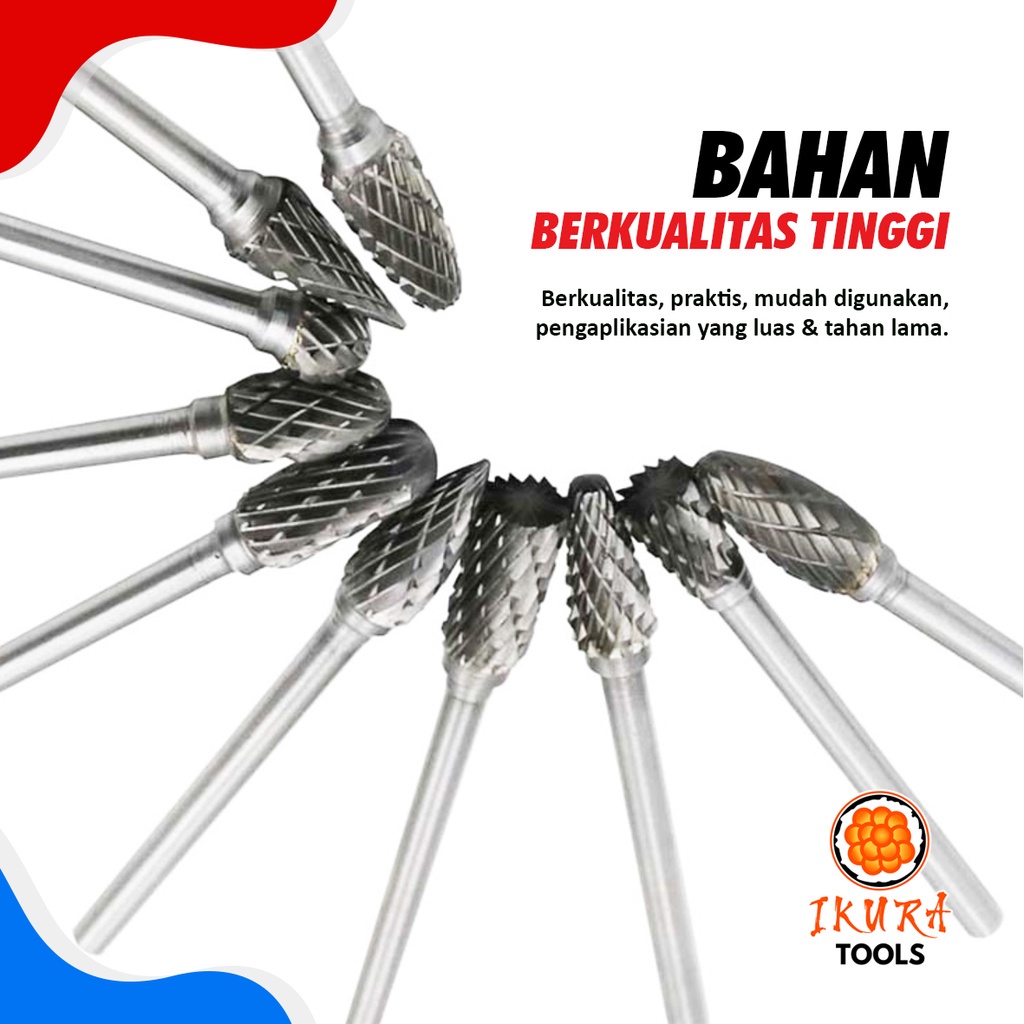 MATA BOR CUNER METAL PORTING BAJA KIKIR UKIR TUNER MINI GRINDER ROTARY TUNGSTEN CARBIDE SET 10 PCS