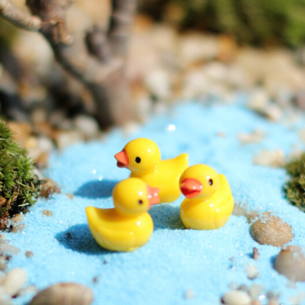 10pcs Miniatur Bebek Kuning Bahan Resin Untuk Dekorasi Taman Bonsai