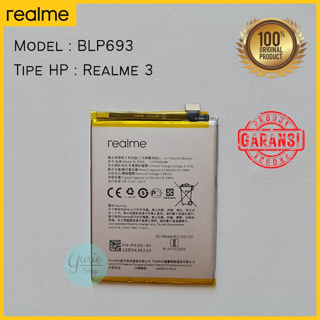 BATERAI BATTERY BATRE REALME 3 BLP693 BLP-693 ORIGINAL