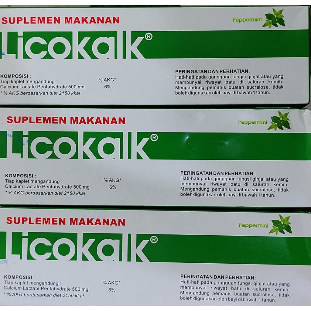 Licokalk 10 Kaplet / Memenuhi Kebutuhan Kalsium / Vitamin Tulang dan Gigi