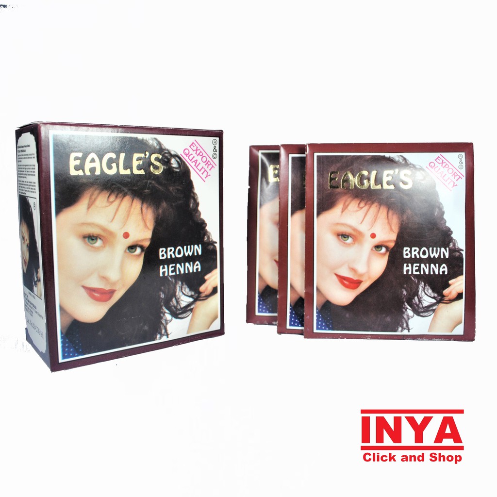 EAGLES BROWN HENNA HAIR DYE 10gr Sachet - Semir Rambut Coklat