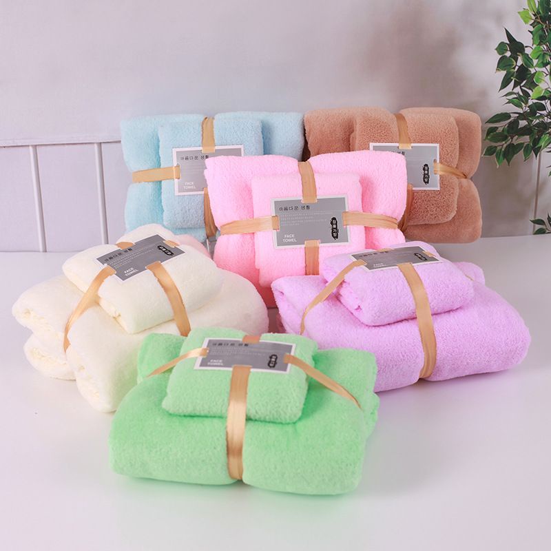 HANDUK 2IN1 COTTON TOWEL - HANDUK SET BULU KARANG 2IN1 COTTON TOWEL