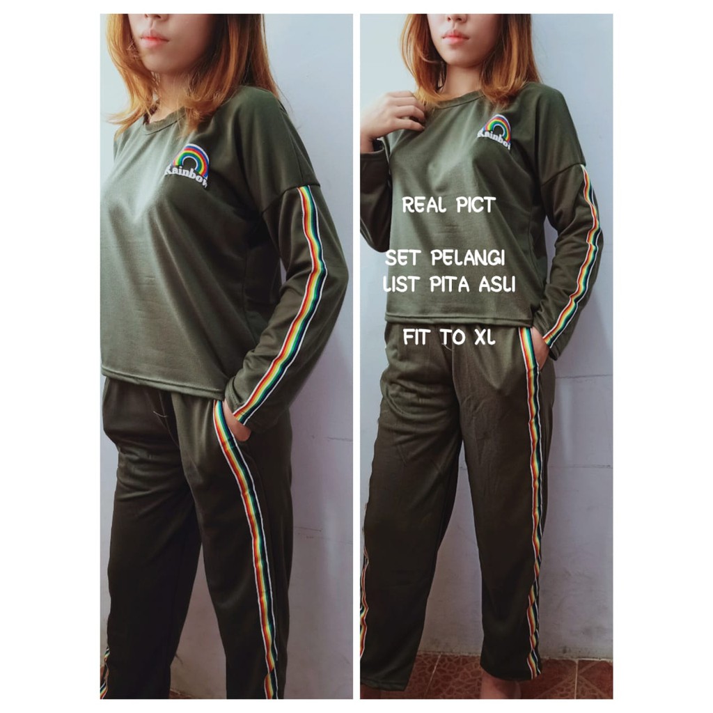 set sweater pelangi [list asli fit to XL]