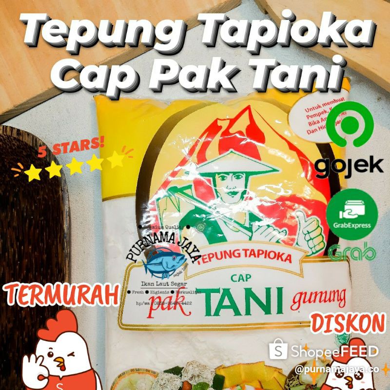 

Tepung Tapioka Cap Pak Tani Kuning Cap Gunung 500g aci