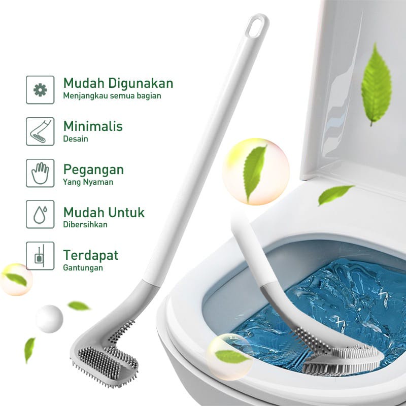 JG - Sikat Toilet Silikon Bentuk Stik Golf / Alat Pembersih WC Kamar Mandi / Toilet Brush Silicone Fleksible Serbaguna Sela Karet Lentur