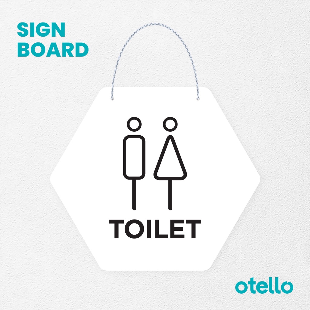 Otello Signage Toilet Signage Board Acrylic Papan Gantung Akrilik Rantai Petunjuk Toko Modern Minimalist Kafe Restoran Kantor Gedung Cafe