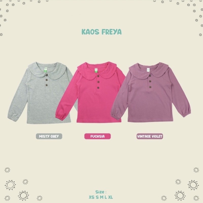 kaos anak perempuan lengan panjang harian / formal kerah vintage peterpan collar (1-4 tahun)